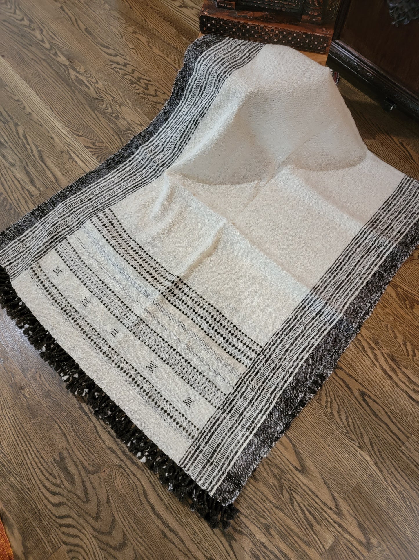 Hand Spun Hand Woven Natural Sheep Wool Shawl