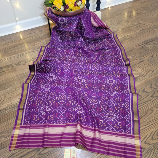 Purple Rajkot Single Ikkat Patola Dupatta