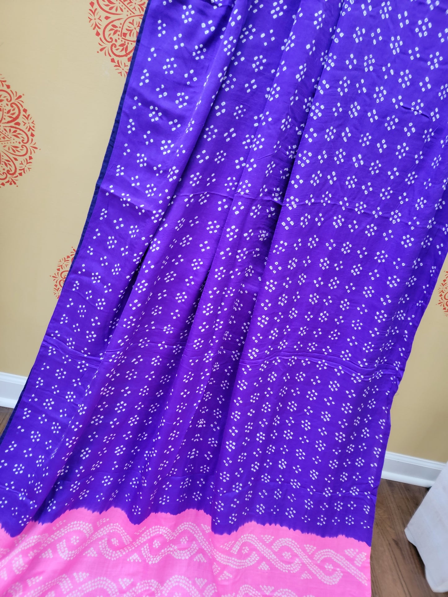 Gaji Silk bandhej Saree - Purple