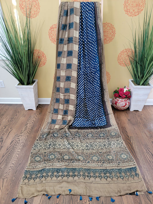 Ajarakh Bandhej Saree on Modal Silk