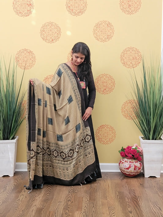 Ajarakh hand block Printed Dupatta