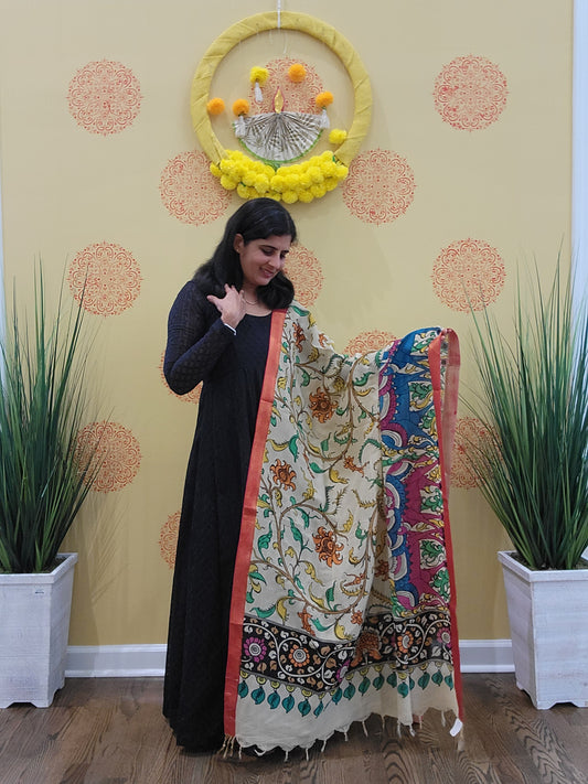 Hand Painted Kalamkari Dupatta