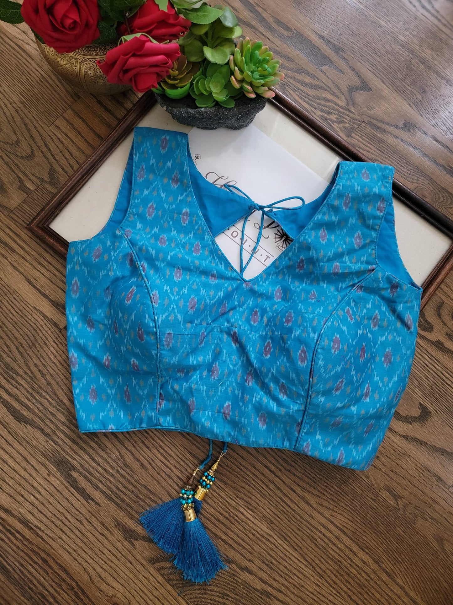 Ikkat Blouse - Sky Blue