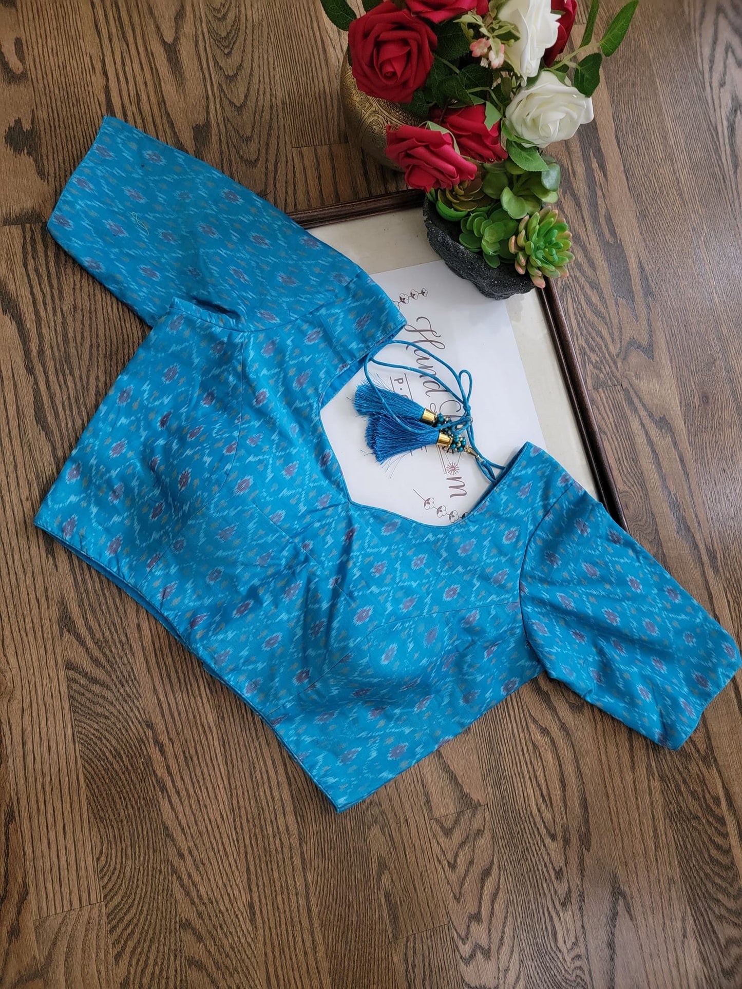 Ikkat Blouse - Sky Blue
