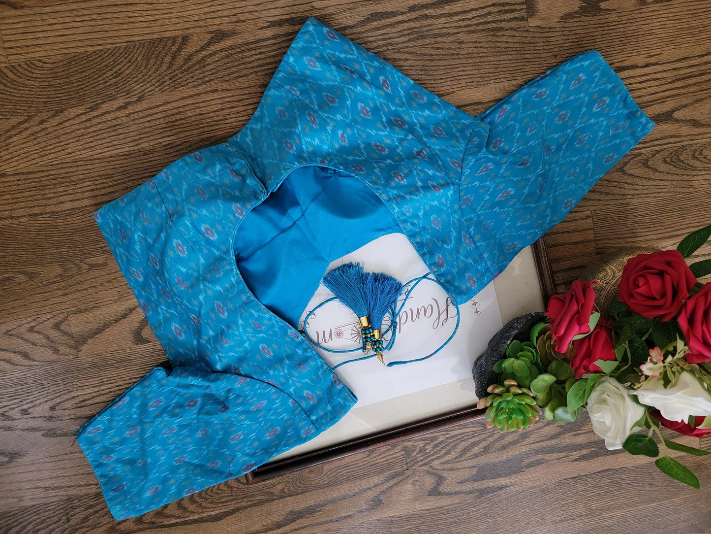Ikkat Blouse - Sky Blue