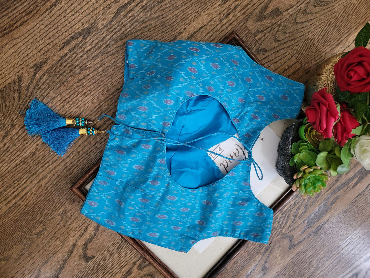 Ikkat Blouse - Sky Blue