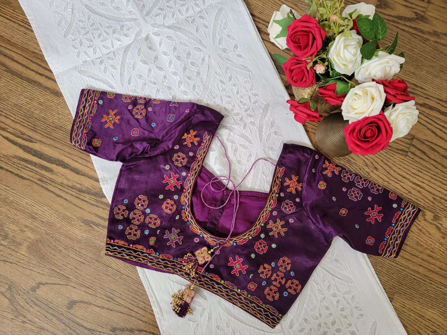 Hand Embroidery Blouse - Purple