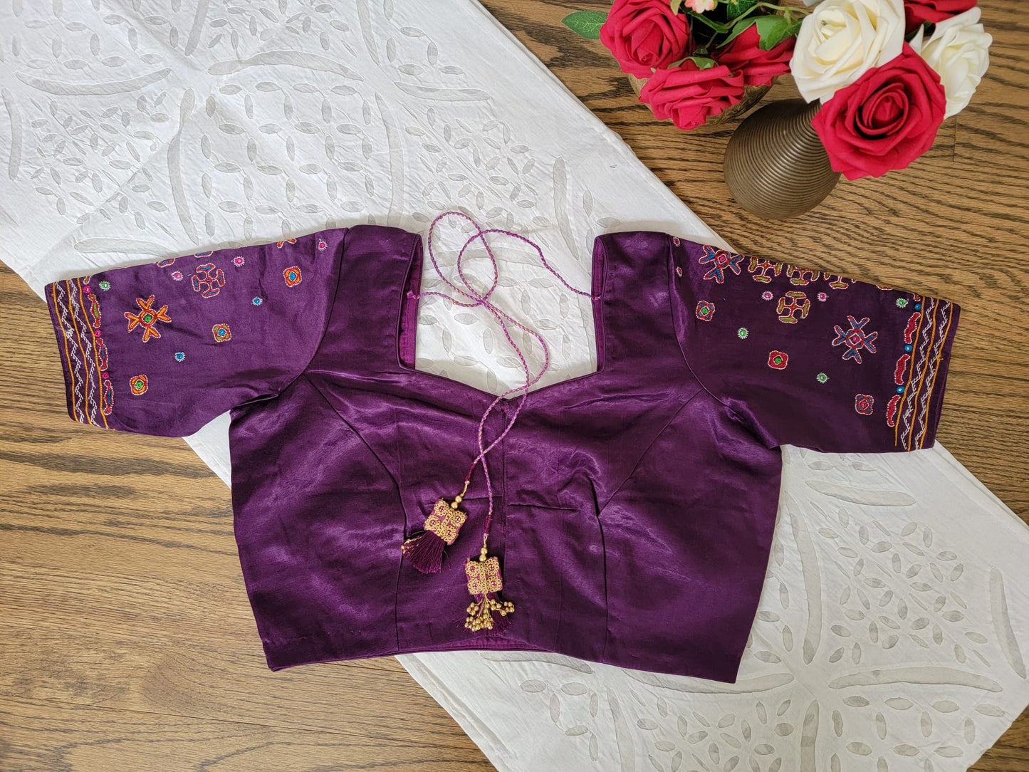 Hand Embroidery Blouse - Purple