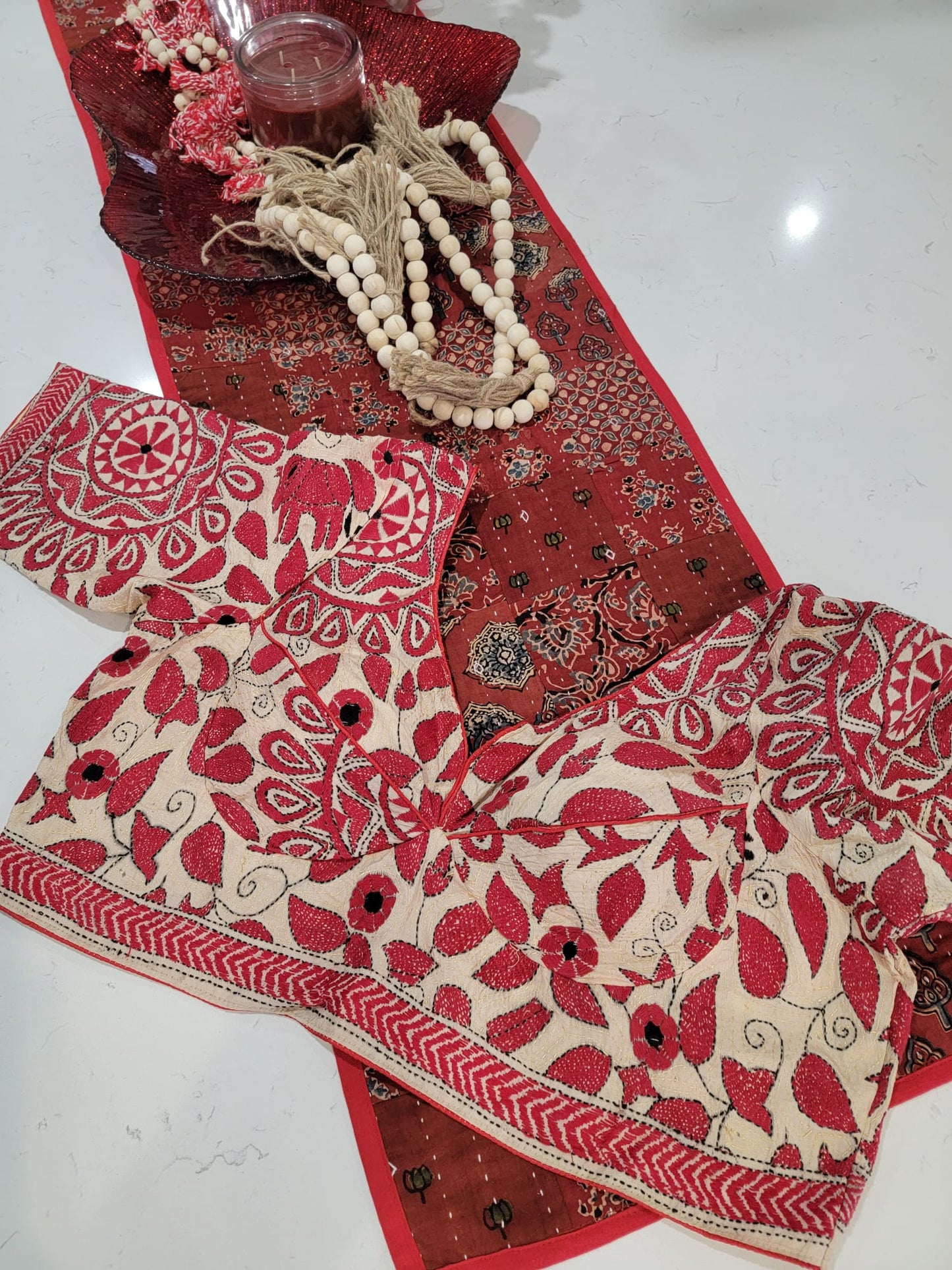 Hand embroidered Kantha Work Blouse