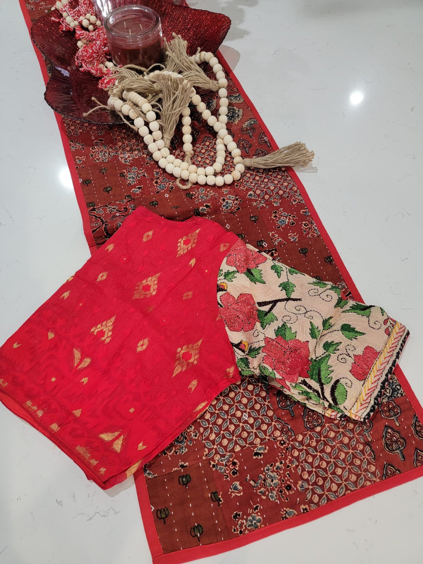 Hand embroidered Kantha Work Blouse